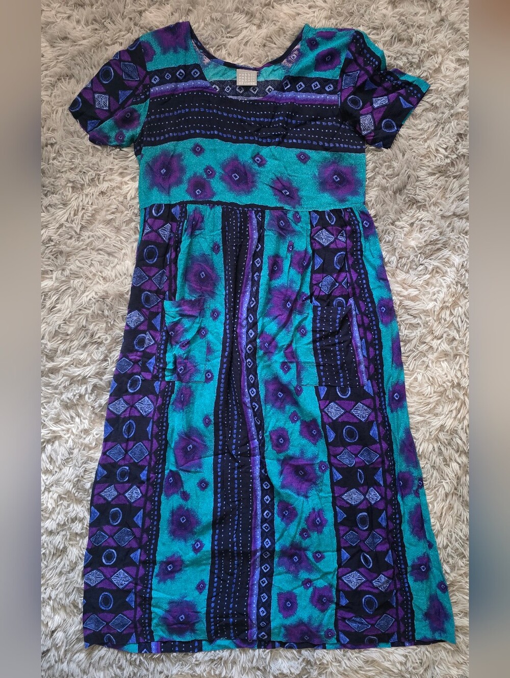 Vintage Rabbit Rabbit Rabbit Vibrant Maxi Dress - Size 8 - Picture 5 of 8